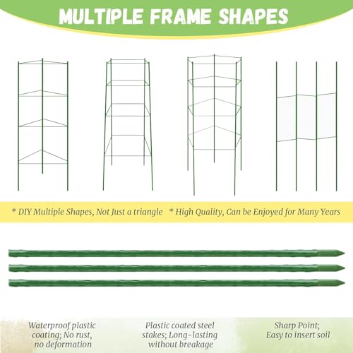6‑Pack 48" Tomato Cage for Garden, One‑Piece Solid Stakes