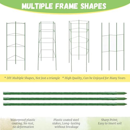 6‑Pack 48" Tomato Cage for Garden, One‑Piece Solid Stakes
