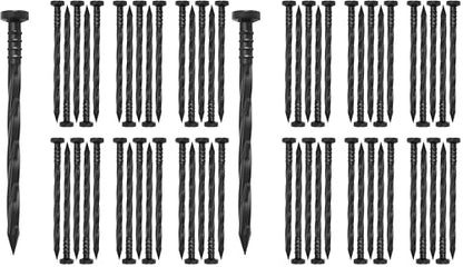Gardzen 30 pcs Landscape Edging Anchoring Spikes, 6 inches Yard Lawn Paver Edging Stakes for Weed Barrier, Garden Fence, Artificial Turf (Pack of 2), Black - size: 30 pcs (Pack of 2)
