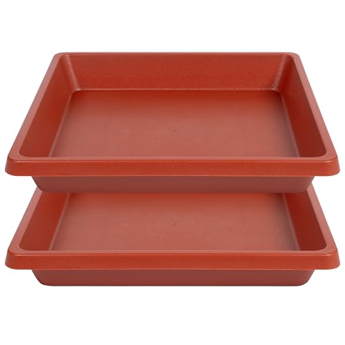 Square Plant Saucer 10 Inch 2 Pack, Plant Drip Trays and Flower Pot Saucers，Doubles Plant Water Catcher Tray, Plant Trays for Indoors No Holes, Plant Drainage Tray Saucers for Potted Plants - color: Terra Cotta, size: 10"(2Pack)