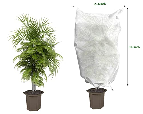 EAONE 12 Pack Plant Covers Freeze Protection, 24x32'' Winter Frosts Cloth for Outdoor Plants, Reusable Frost Blankets Drawstring Bags for Cold Freeze Sun Protection Bird Insect Prevention,White - color: White, size: 24"W x 32"H (12 Pack)