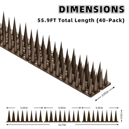 Bird Spikes, 30 Pack, 41.9 FT Total Coverage, Outdoor Bird Deterrent - color: Brown, size: 30 pack