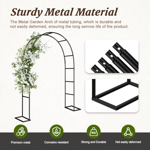Zhisheng 2PCS Metal Pergola Garden Arch Arbor 7.9FT x 4.6FT Trellis for Outdoor Climbing Plants 2 Sizes for Wedding Ceremony Party,Black - size: 7.9FT+7.9FT
