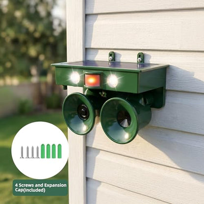 2026 New Ultrasonic Bird Repeller Solar Powered Outdoor Motion Activated Bird Pigeon Deterrents for Outside with Flash Light IP65 Woodpecker Goose Repellent Devices for Rooftops Porch Patio Balconies
