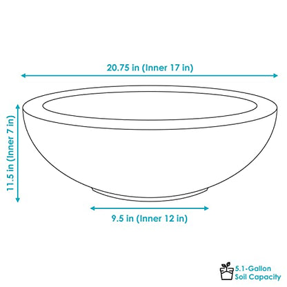 Sunnydaze Percival 20.75" Shallow Outdoor Planter Bowl, Sable, 2pk - color: Sable