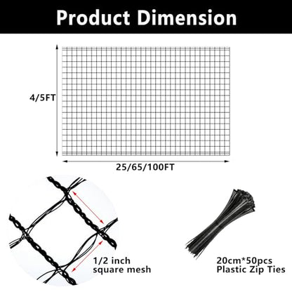 POYEE Deer Fence Netting 7x100ft Plastic Mesh Netting for Garden Protection - color: Black, size: 7x100ft