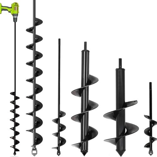 TCBWFY Garden Auger Drill Bit for Planting,Spiral Hole Drill Earth Post Umbrella Bulb Planter Auger for 3/8" Hex Drive 1.6"x9",1.6"x16.5",3.5"x16",4"x12",2"x32" - size: 1.6"x9",1.6"x16.5",3.5"x16",4"x12",2"x32"