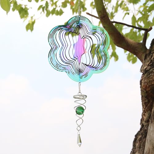 Phuryllic Wind Spinners Outdoor, Garden Decor, Bird Deterrents for Outside, 3D Metal Yard Decorations for Patio & Backyard, Unique Gardening Gifts for Women & Moms - Flower Star - color: 1pc Purple Flower Star