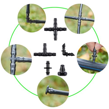 300Pcs Irrigation Fittings Kit Barbed Connectors 1/4Inch Tubing