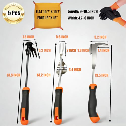 5 Pack Weed Puller Tool, Stainless Steel Manual Hand Weeding Tool Set