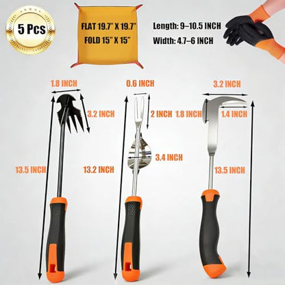 5 Pack Weed Puller Tool, Stainless Steel Manual Hand Weeding Tool Set