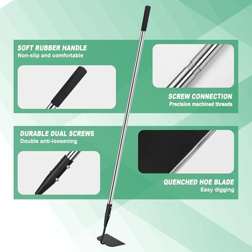 YEELOR Garden Hoe, Heavy-Duty Long Handle Weeding Hoe for Gardening - style: Flat hoe