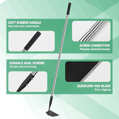 YEELOR Garden Hoe, Heavy-Duty Long Handle Weeding Hoe for Gardening - style: Flat hoe