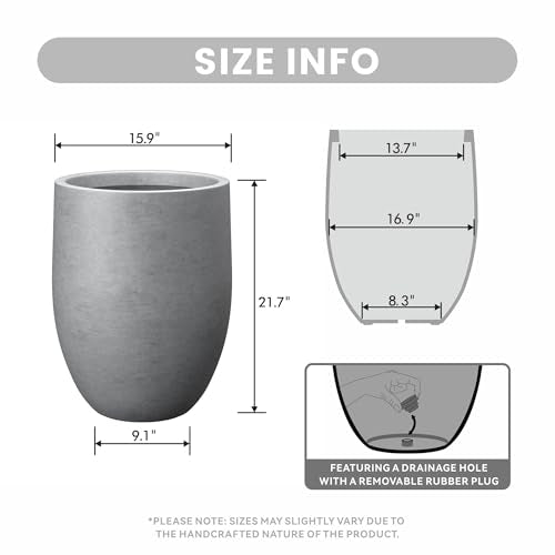 Kante Large Round Bullet Pale Gray Concrete Planter 21.7" Tall, Outdoor - color: Gray
