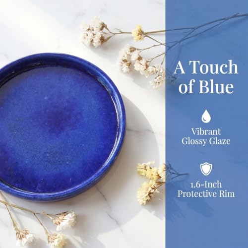 13.8 inch Ceramic Plant Saucer, Blue - color: Blue