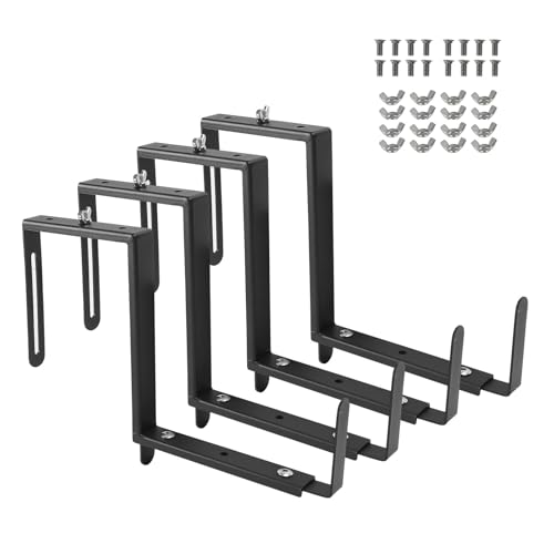 Window Box Bracket,Adjustable Planter Box Brackets,Black,4Pack - color: Black, size: 4 Pieces