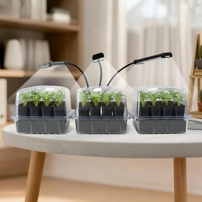 SOLIGT 144 Cell Self Watering Seed Starter Trays with 2 Grow Lights