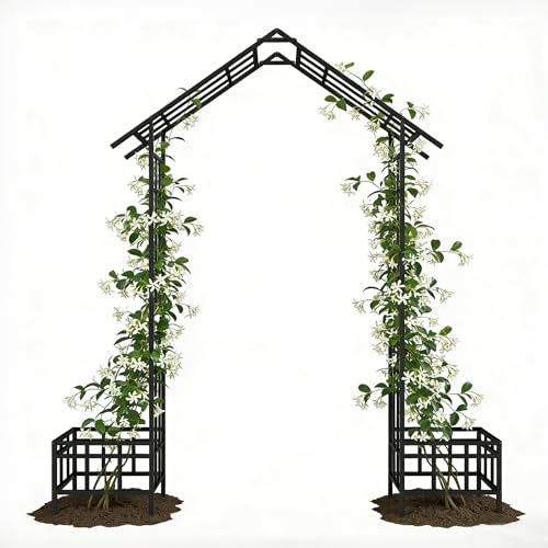 Adjustable Metal Garden Arch with Planters