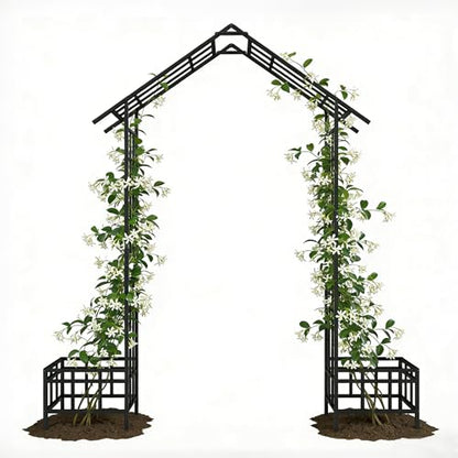 Adjustable Metal Garden Arch with Planters