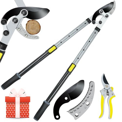 Tree Branch Cutter Garden Shears Set, Loppers for Tree Trimming Heavy Duty