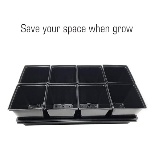 1/2 Gallon Square Nursery Pots 24PCS Black Thick Durable Plastic Flower Pots with Drainage Holes, Reusable Seedling propogation Starter Pots for Indoor Plants, Transplanting, Succulents