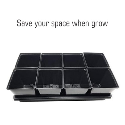 1/2 Gallon Square Nursery Pots 24PCS Black Thick Durable Plastic Flower Pots with Drainage Holes, Reusable Seedling propogation Starter Pots for Indoor Plants, Transplanting, Succulents
