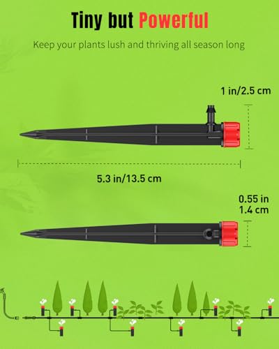 Pawfly 30 Pcs Drip Irrigation Emitters, Drip Emitters for 1/4" Drip Irrigation Tubing, Sprinkler Heads with Adjustable 360 Degree Water Flow, Garden Drippers for Plants Watering System - size: 30pcs 1/4" Drip Emitters