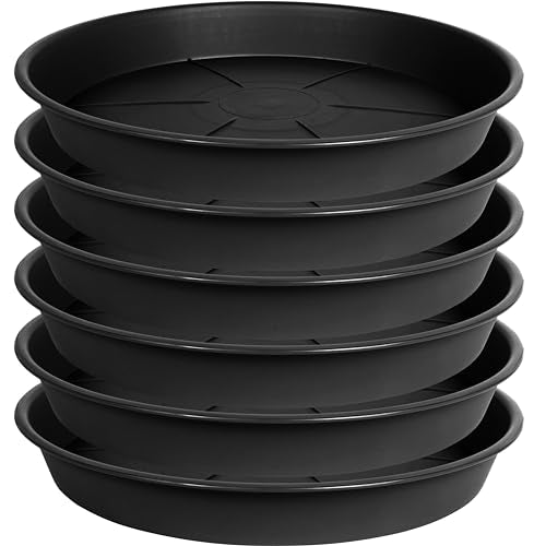 OVZILKI 6 Pack of Plant Saucer Tray 9 10 inch, Heavy Duty Plastic Pot Plant Drip Trays Saucers for Indoors Outdoor, Plant Water Tray for Planters 9-10" (10", Black) - color: Black, size: 10" - 6 Pack
