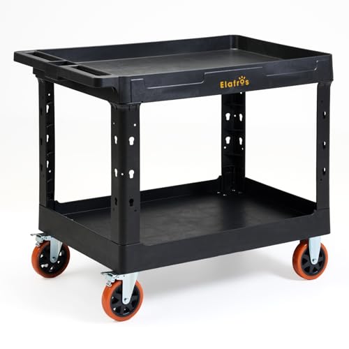 ELAFROS Extra Large Heavy Duty Rolling Utility Cart, 39.9 x 24.6 in, Black
