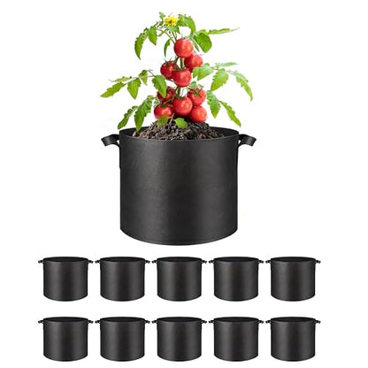 Simple Deluxe Grow Bags 3 Gallon 10 Pack Planter Pots with Handles, Thickened Nonwoven Fabric Aeration Cloth Bag, Heavy Duty Gardening for Tomoato, Potato, Vegetable, Herbs and Flowers, Black - color: 10 Pack, size: 3 Gallon