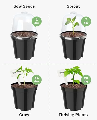 homenote 5 Inch Nursery Pots with Humidity Domes for Seed Starting (15 Pcs) - color: Black-with Lid, size: 5 Inch-15 Pack