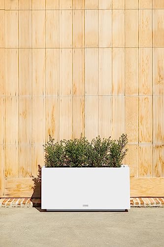 Veradek Block Series Long Box Planter - Rectangular Outdoor Planter - color: White, size: Medium