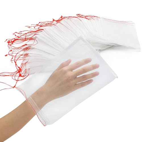 Fruit Bags for Fruit Trees, 100 PCS 6x10 Inch Fruit Protection Bags with Drawstring, Garden Netting Mesh Fruit Cover Bag for Grape, Tomato, Peach, Apple, Flower from Birds Bugs - size: 6"x10"/Pack of 100