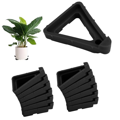 24pcs Plant Pot Feet for Indoor & Outdoor Planters, Triangle Flower Pot Risers Toes Planter Foot Pads Lifters Support for Better Drainage, Air Circulation, and Floor Protection (Black)