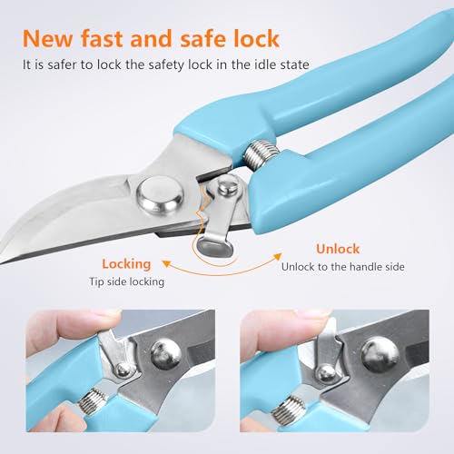 Garden Scissors for Plant, Tip Pruning Shears for Cutting Flowers, Trimming Plants, Bonsai and Fruits Picking (Blue Bypass Blade Pruner) - style: 1 Pc-Blue
