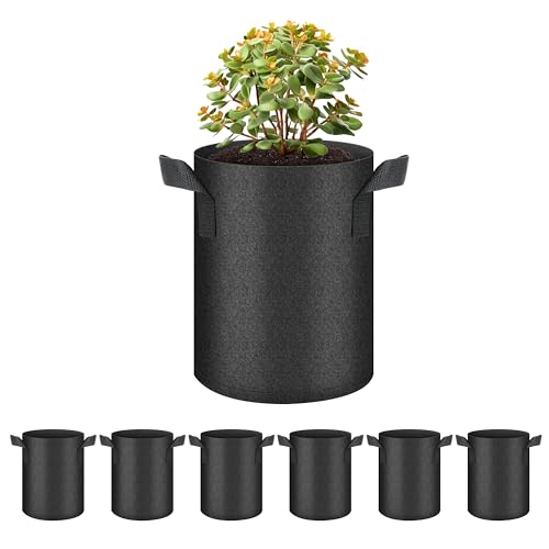 HealSmart 6-Pack 1 Gallon Grow Bags, Nonwoven Aeration Fabric Pots with Handles, Cloth Plant Pots, Suitable for Garden Fruits, Vegetables, Tomato and Flowers, Black - color: Black 6 Pack, size: 1 Gallon