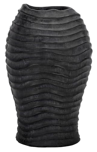 SAFAVIEH Outdoor Patio Furniture Collection - Damian Black Magnesium Oxide Planter Pot, Modern Weather-Resistant Garden Décor (PAT5043E) - color: Black