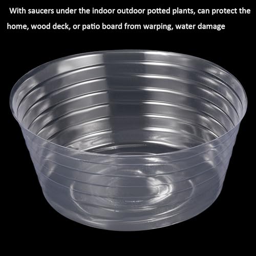 M METERXITY 5 Pack Planter Saucers - Thin Plastic Plant Tray Flowerpot Drip Trays Round Apply to Outdoor/Garden (8 Inch, Clear) - size: 8 Inch