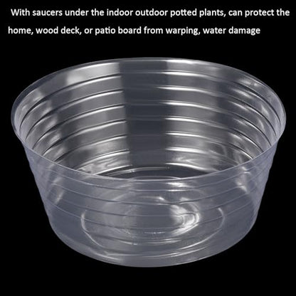 M METERXITY 5 Pack Planter Saucers - Thin Plastic Plant Tray Flowerpot Drip Trays Round Apply to Outdoor/Garden (8 Inch, Clear) - size: 8 Inch