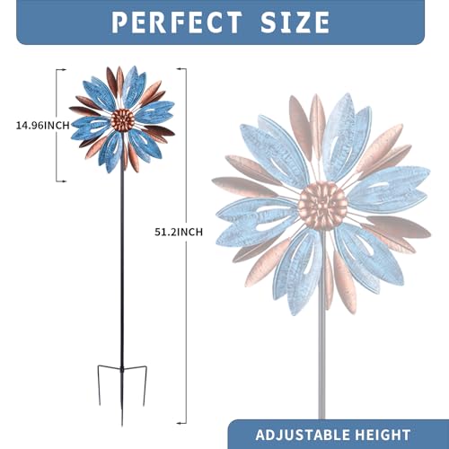 Wind Spinners Outdoor, Metal Kinetic Wind Sculpture Windmill Garden Decor - size: 4.26 ft