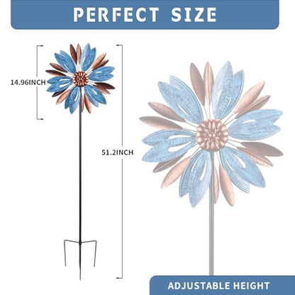 Wind Spinners Outdoor, Metal Kinetic Wind Sculpture Windmill Garden Decor - size: 4.26 ft