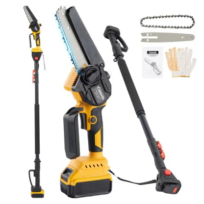 6 Inch Mini Chainsaw Brushless Tree Trimmer Compatible with DEW 20V Extension Pole, Tree Saw for Trimming Pruning (Tool Only) - size: With Extension Dewalt Pole