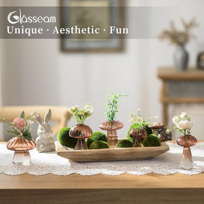 Glasseam Mushroom Glass Propagation Station, 5Pcs Amber Plant Terrarium Jar - color: Amber, size: 5