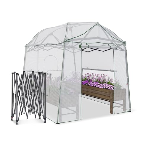 8.5 x 7 ft Pop‑up Walk‑in Greenhouse for Outdoor Winter Plant Protection - color: White, size: 8.5' x 7'