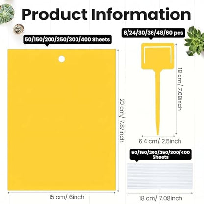 Qualirey 400 Pcs 6 x 8 in Yellow Sticky Traps for Gnats Plant Insect Trap - color: Yellow