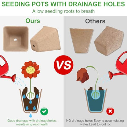 Baxrou 120 Pack 3.15 Inch Square Peat Pots for Seedlings - style: Square