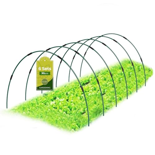 60 Pcs Garden Hoops for Raised Beds, 12 Sets of 8.5 FT Long Garden Hoops, Rust-Free Fiberglass Greenhouse Hoops Grow Tunnel for Netting, DIY Plant Support Garden Stakes for Row Cover