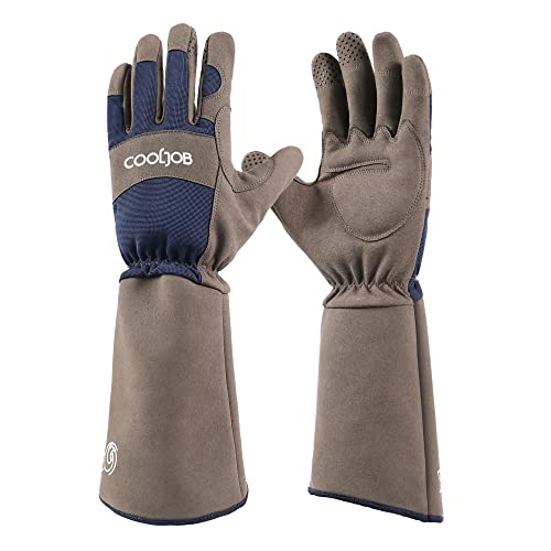 COOLJOB Thorn Proof Rose Pruning Garden Gloves for Men, Long Sleeve Large - color: Blue, size: Large