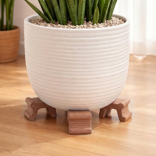 LemonRoad 12 Set Terra Cotta Cement Pot Feet for Outdoor Planters,Brown - color: Terra Cotta