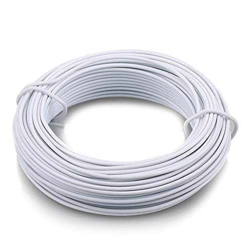 KINGLAKE 66 Feet White Sturdy Plastic Coated Garden Wire 2mm Plant Twist Tie - color: White